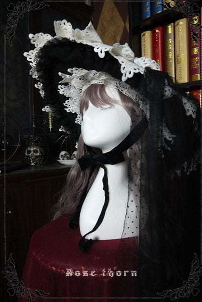 Rose Thorn - Marisa Impression Black and White Halloween Witch Hat