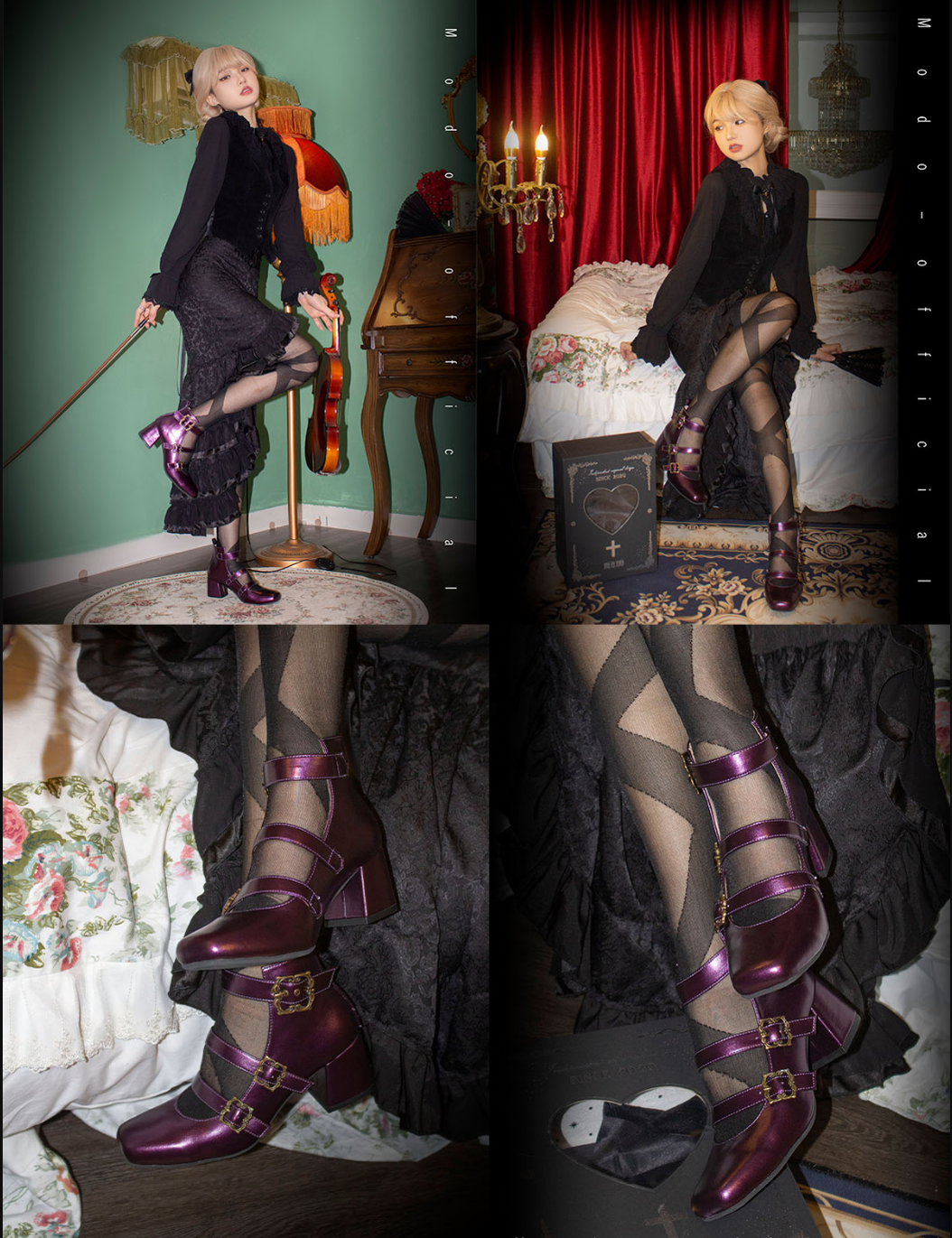 MODO - Vintage Elegant Lolita Three-buckle Mary Janes Shining Shoes