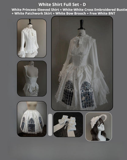 Susin Lolita - Night Traveler - Gothic Lolita Skirt Outfit Long Coat Shirt and Bustier Set