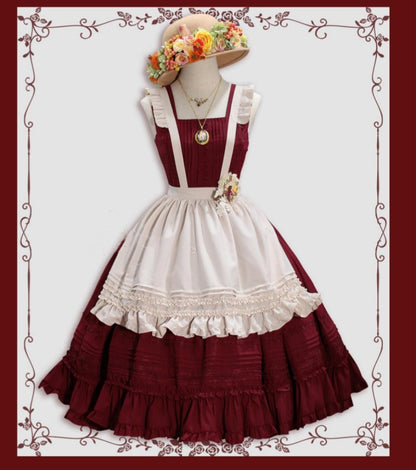 Tiny Garden - Nocturne Reminiscence - Elegant Lolita JSK Dress Multi-Wear Apron Dress Set