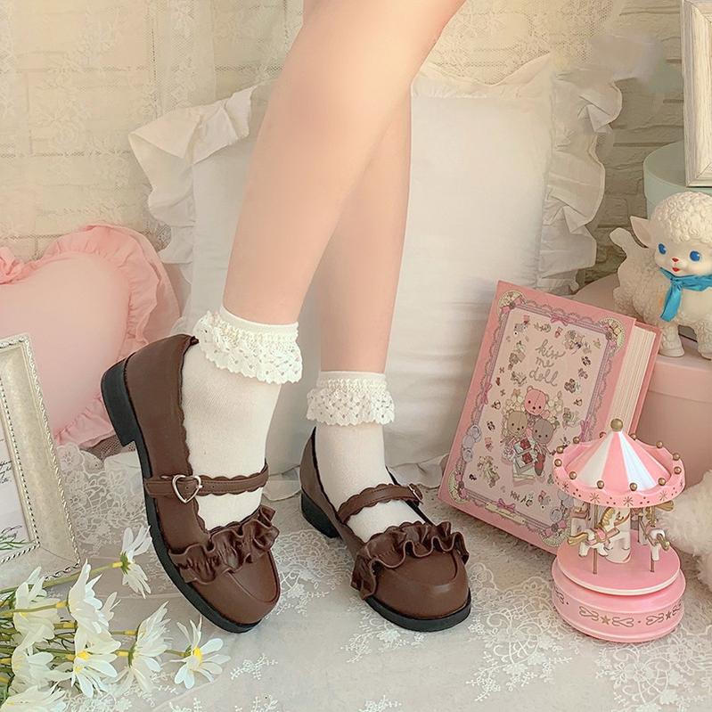 Sheep Puff - Mei Lulu - Lolita Japanese Lace Single Shoes