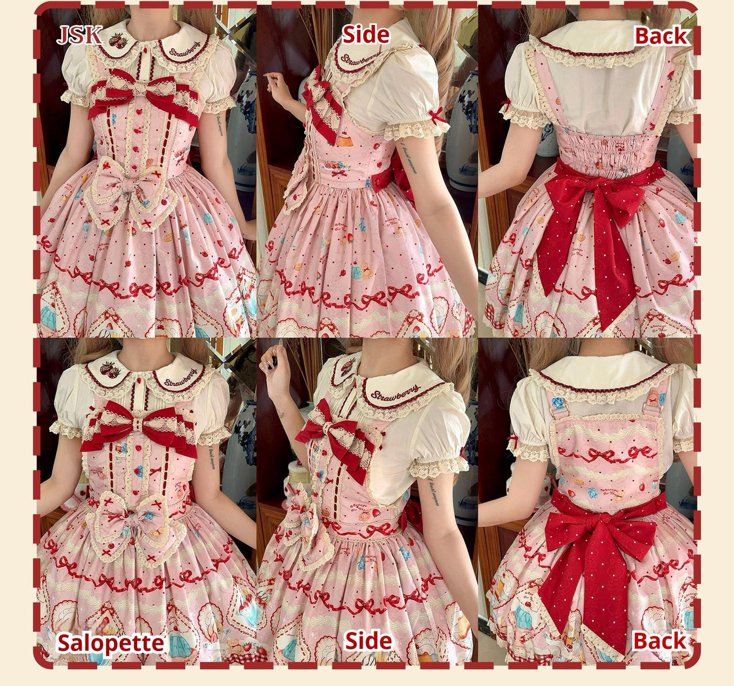 DreamWhale - Showa Dessert Showcase - Kawaii Lolita Dress Suit Pudding-Inspired JSK/Salopette