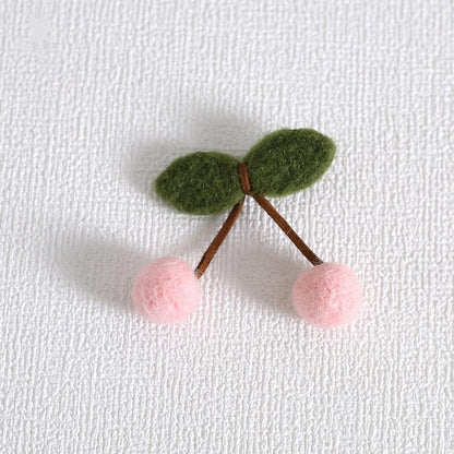 Xiaogui - Handmade Kawaii Wool Felt Cherry Clips
