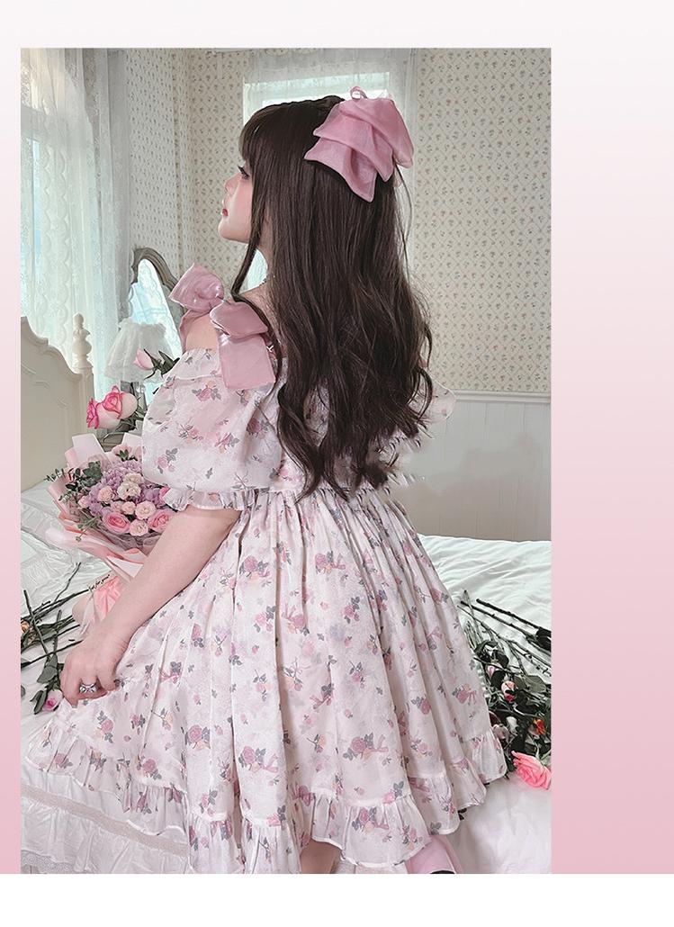 Yingtang - Plus Size Lolita Floral Print Lolita Dress