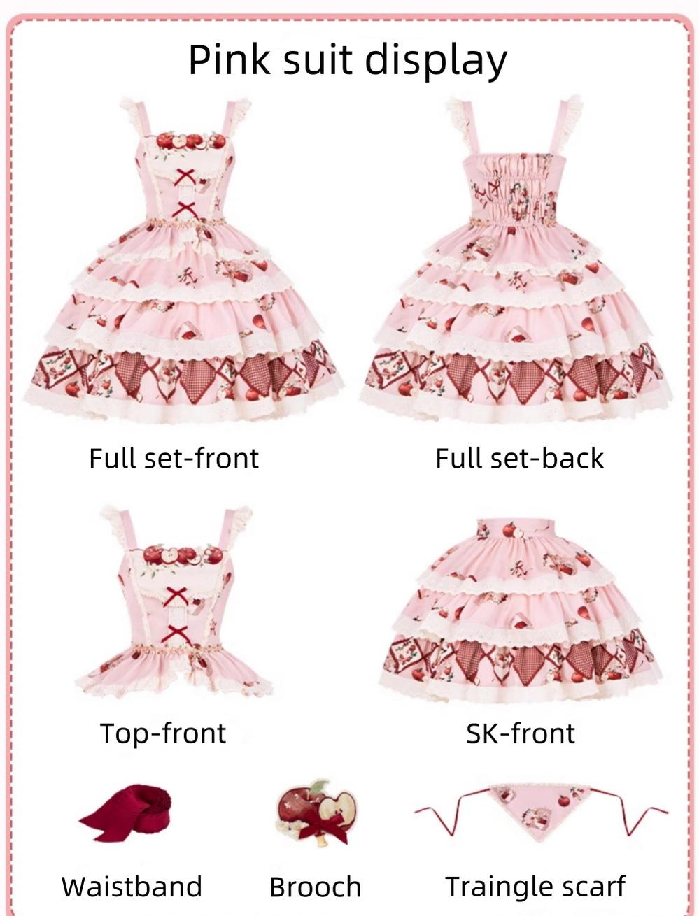 With PUJI - Apple Orchard - Country Lolita SK Embroidered Twins Lolita Top Skirt