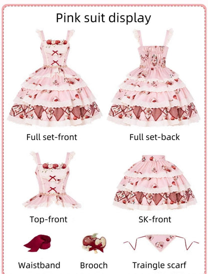 With PUJI - Apple Orchard - Country Lolita SK Embroidered Twins Lolita Top Skirt