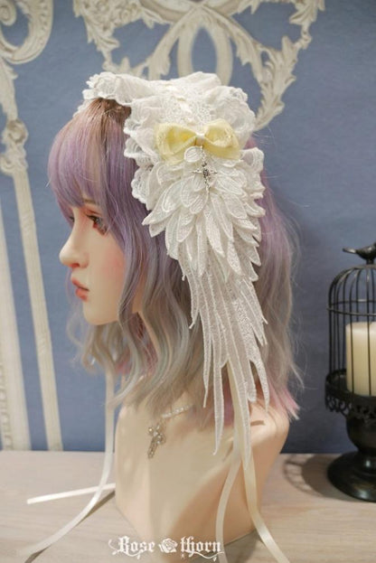Rose Thorn - Angel Wings - Embroidered Crafted Headband Elegant Lolita Hair Accessories