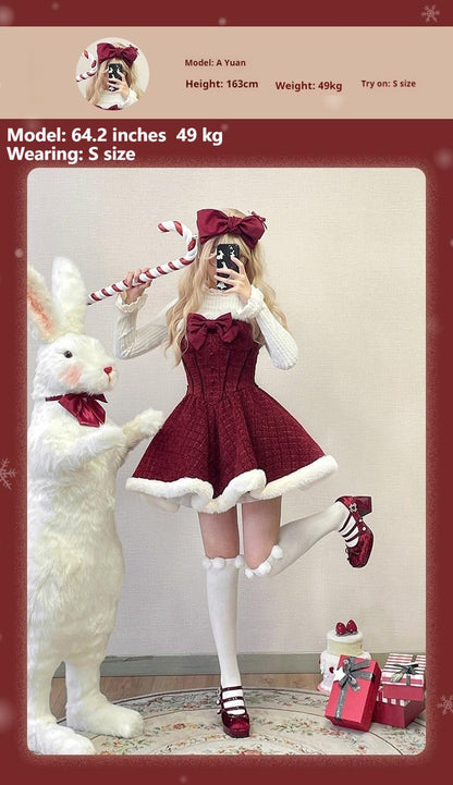 Tan Tuan - Winter Lolita Dress New Year Lolita JSK Plush Cape Set