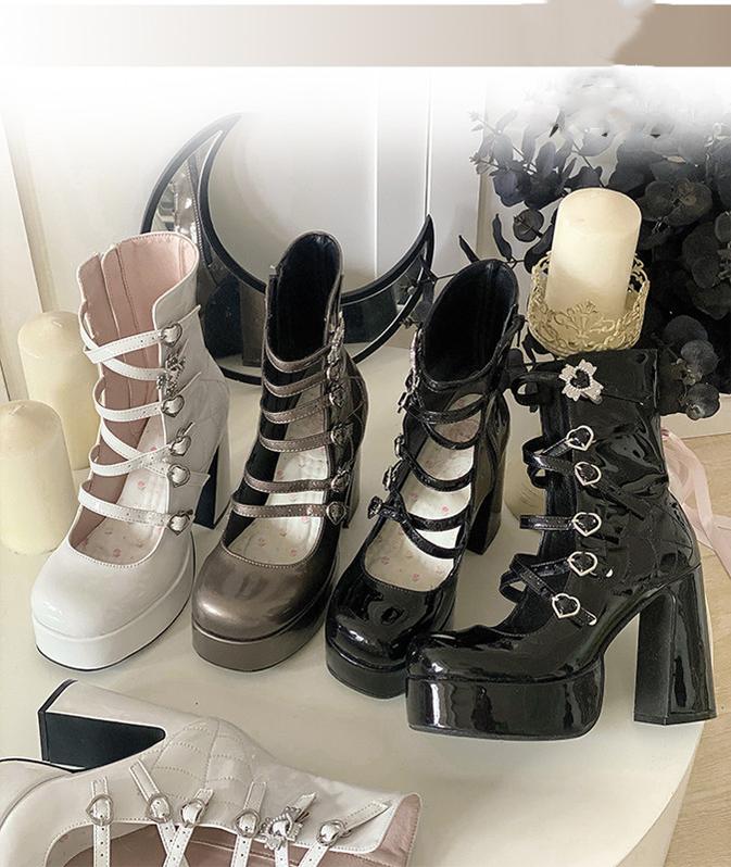 Pure Tea For Dream - Cross Buckle Punk Lolita Shoes