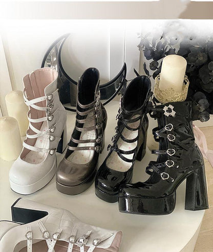 Pure Tea For Dream - Cross Buckle Punk Lolita Shoes