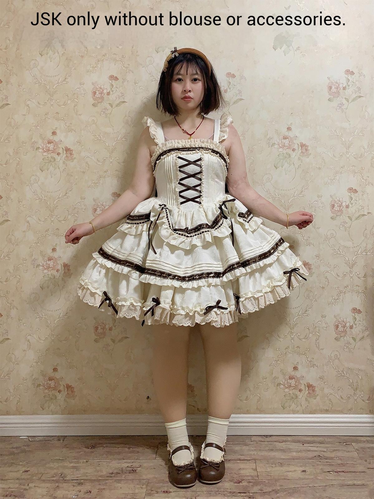 Chubby Cat Diary - Chocolate Layer Cake - Plus Size Cotton Lolita Jumper Dress