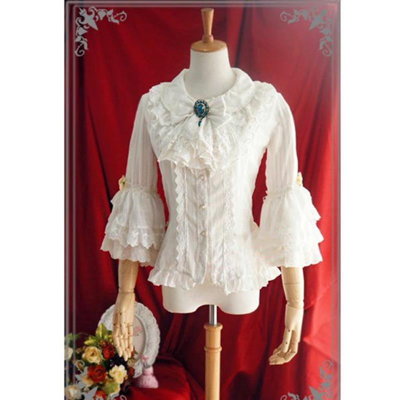 Strawberry Witch - Flower Wedding White Dark Blue Blouse