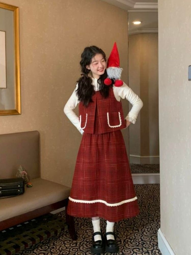 Holiday Vibe Sense Plaid Two Piece Set【s0000005875】