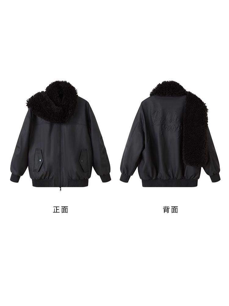 Black Matte Leather Loose Jacket 【s0000005619】