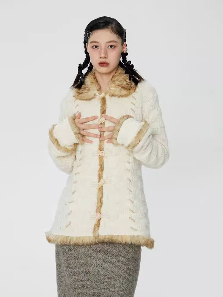 Cowl Button Sweater Knit Jacket【s0000006246】