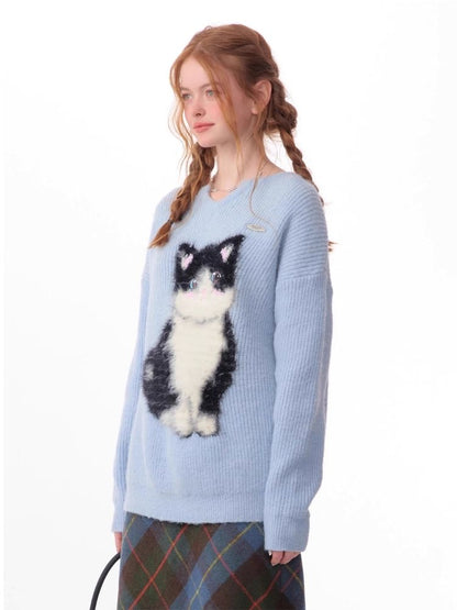 Soft thick thin cute cat sweater【s0000006144】