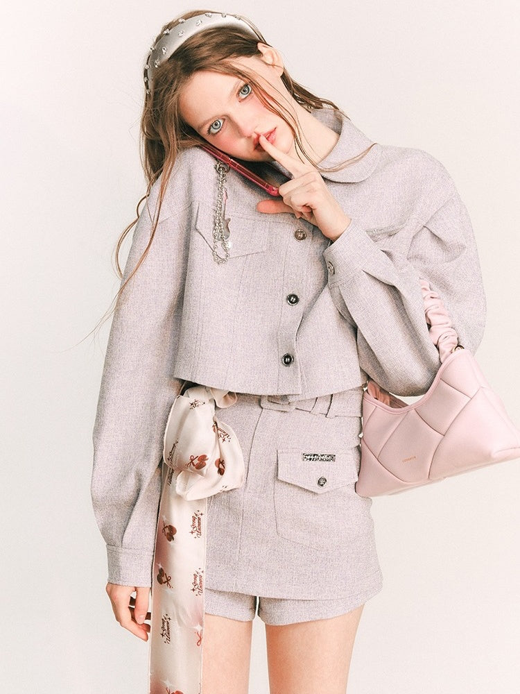 Casual Short Jacket & Tube Top & Culottes 3 Piece Set【s0000003864】