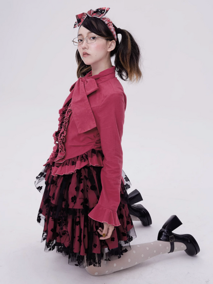 Showa Retro Sweet & Cute Bowknot Frilled Lolita Shirt【s0000003181】