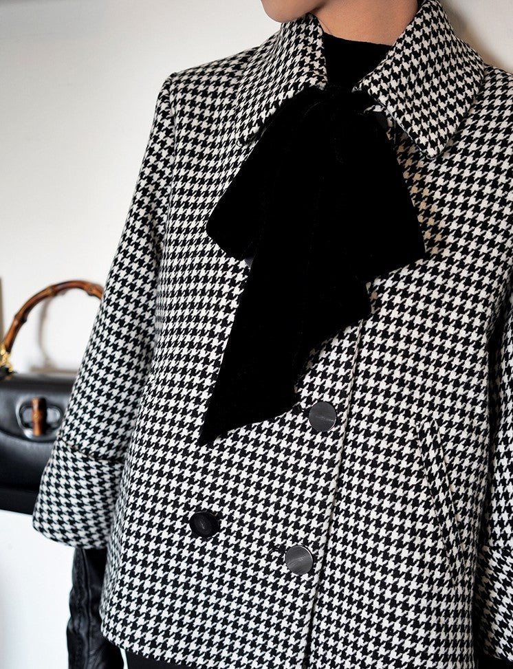 Houndstooth Plaid Classical Wool Jacket