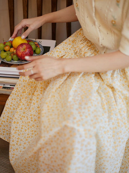 Wisteria yellow bouquet french retro skirt