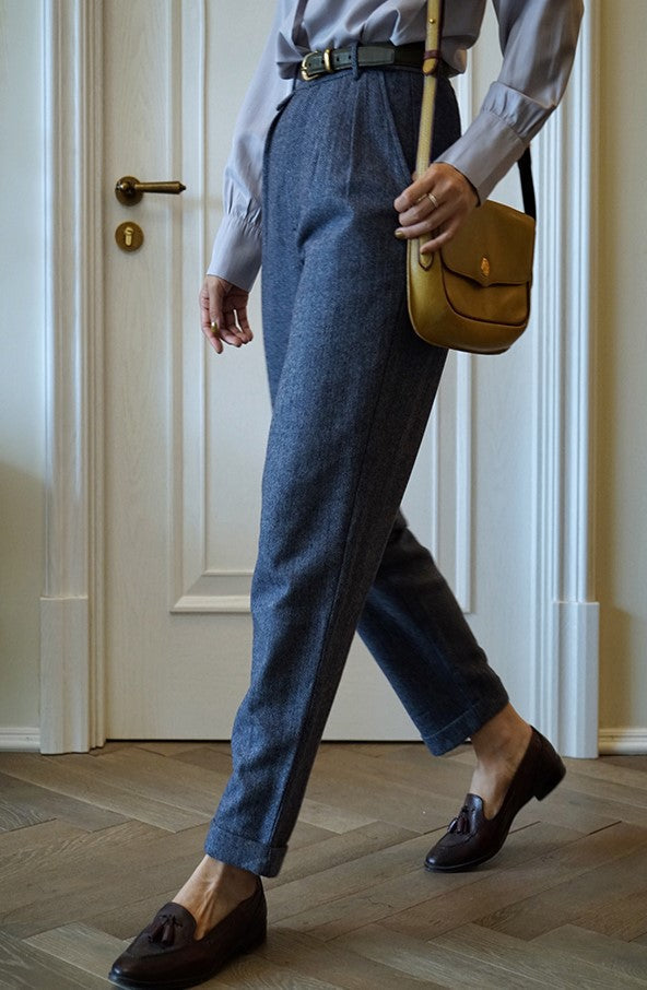 British lady's herringbone pants