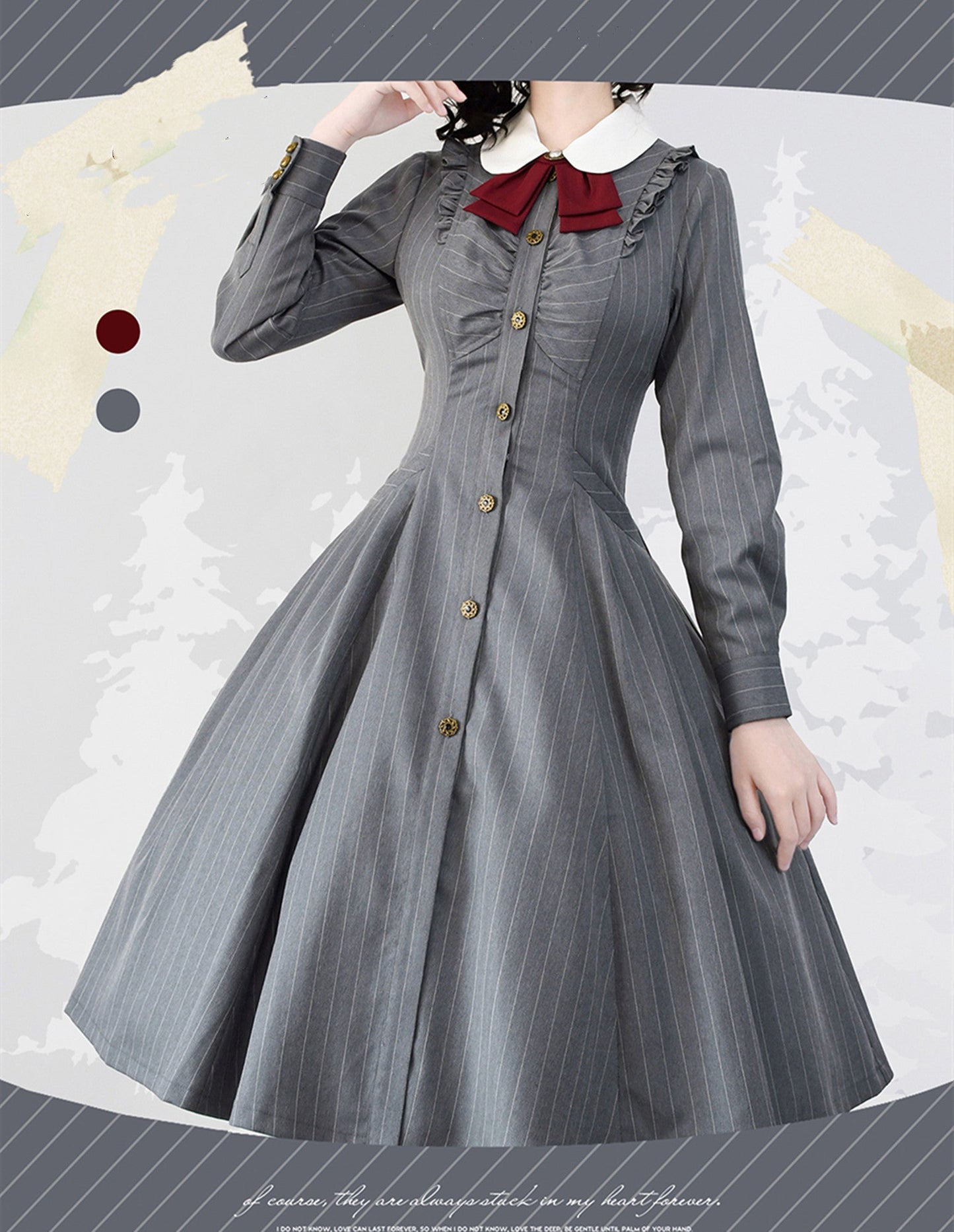 Forest Wardrobe - Winter Lolita Classic Front Open Stripe OP