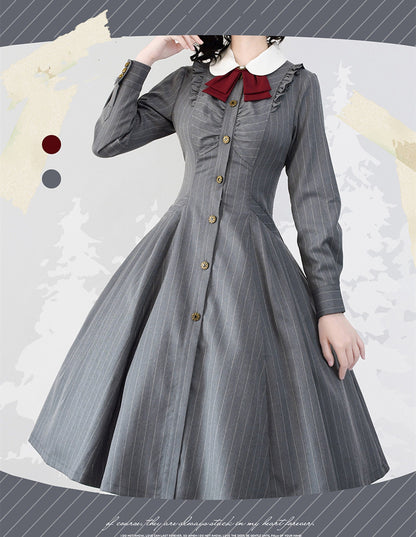 Forest Wardrobe - Winter Lolita Classic Front Open Stripe OP