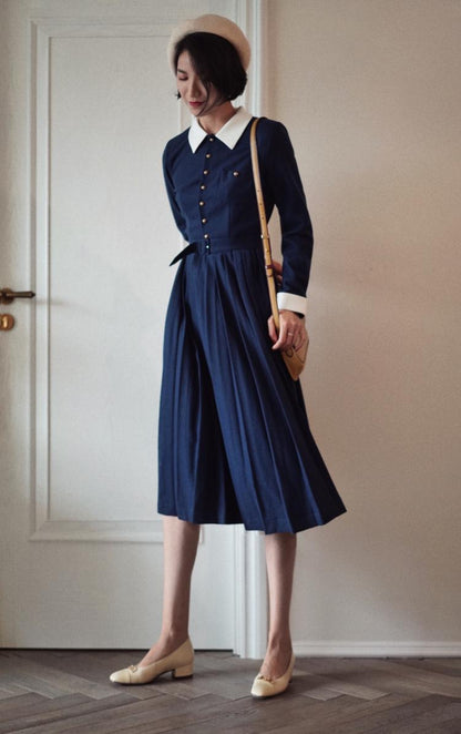 Navy blue classic dress