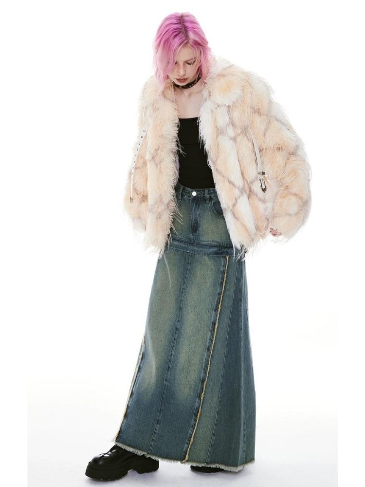 Denim Low Waist Long Half Skirt【s0000004967】