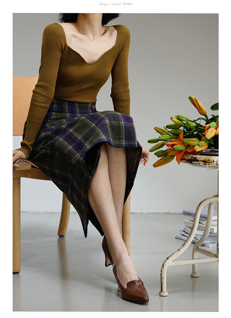 western plaid retro pencil skirt