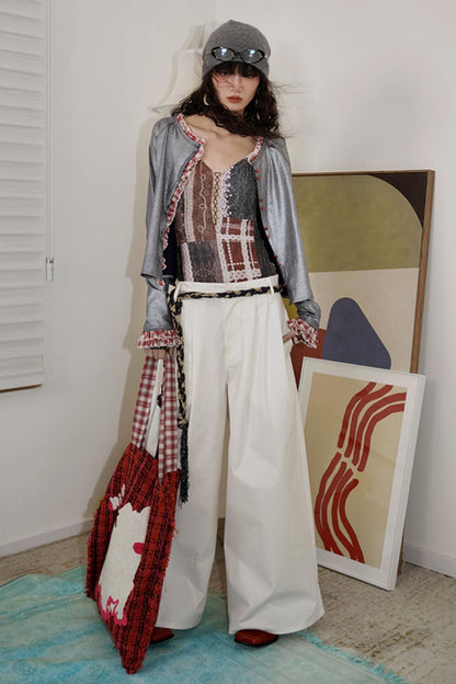 Retro Western Print V-Neck Bodysuit Top