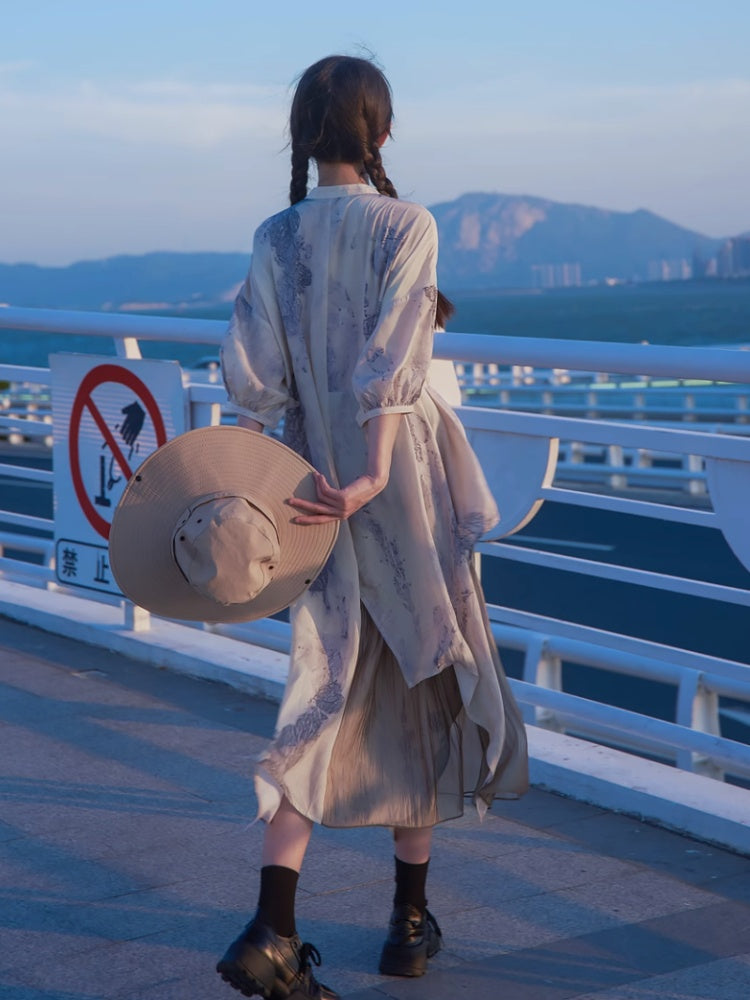 Chinese Style Art Printed Fishtail Swing Long Dress【s0000002981】