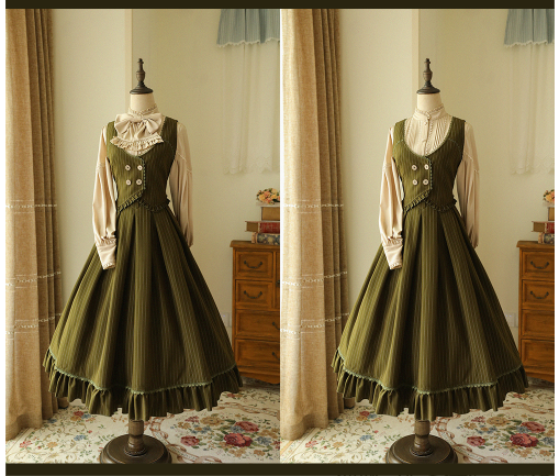 Forest Wardrobe - North of the Forest - Classic Lolita Striped Vest Skirt Set