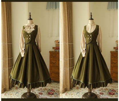 Forest Wardrobe - North of the Forest - Classic Lolita Striped Vest Skirt Set