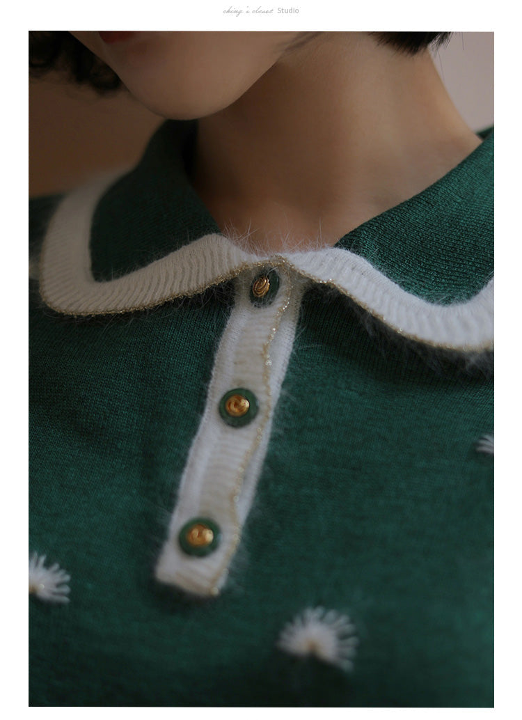 dark green polo knit