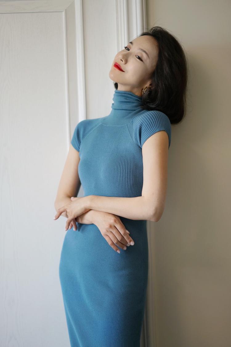 Ladies retro slim knit dress