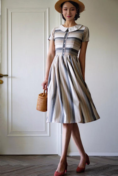 Literary Lady Vintage Striped Dress