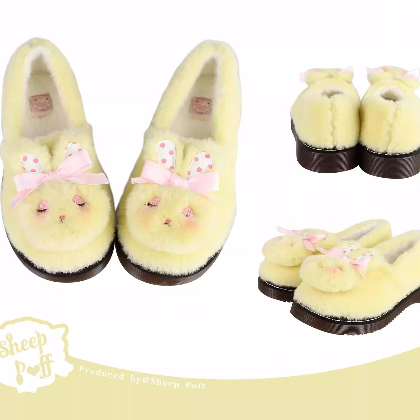 Sheep Puff - Rabbit Fur - Sweet Lolita Shoes Plush Rabbit Winter Lolita Shoes