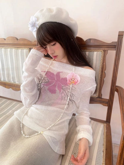 Sheer Knit Strapless Long Sleeve Top【s0000004900】