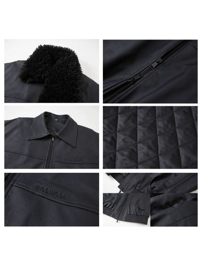 Black Matte Leather Loose Jacket 【s0000005619】