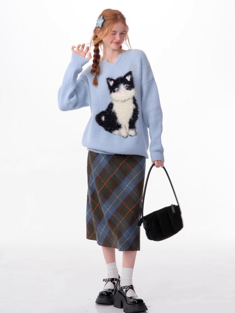 Soft thick thin cute cat sweater【s0000006144】