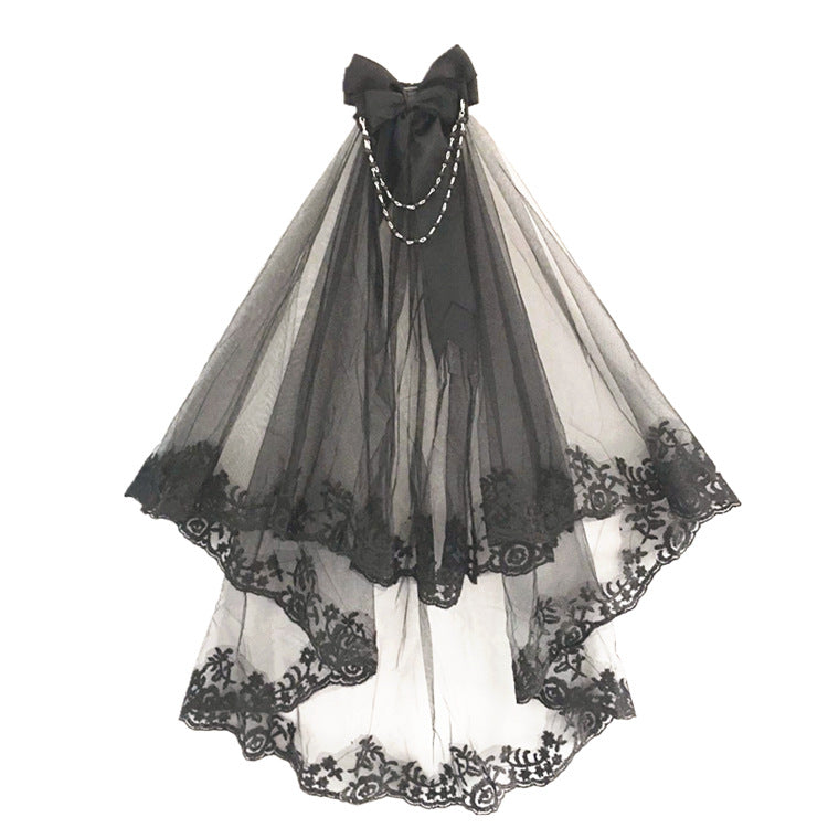 Xuwen Alice - Gothic Retro Lace Double Layers Lolita Veil