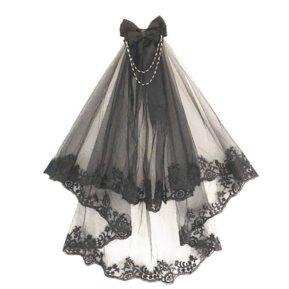 Xuwen Alice - Gothic Retro Lace Double Layers Lolita Veil