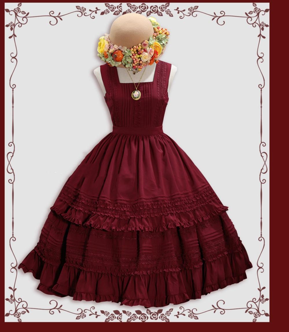 Tiny Garden - Nocturne Reminiscence - Elegant Lolita JSK Dress Multi-Wear Apron Dress Set