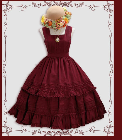 Tiny Garden - Nocturne Reminiscence - Elegant Lolita JSK Dress Multi-Wear Apron Dress Set