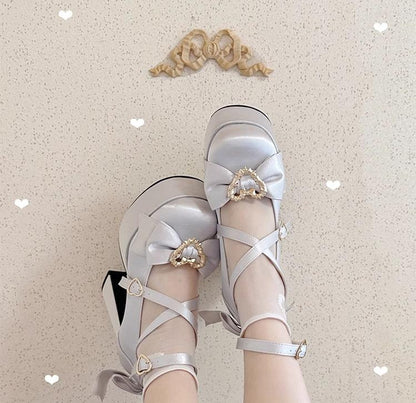 Cheesecake - Mousse Heart - Sweet Lolita High Heel Shoes Mary Jane Love Heel Shoes