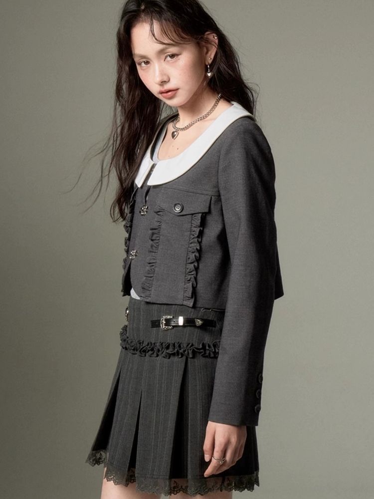 College Style Lace Short Coat【s0000003272】