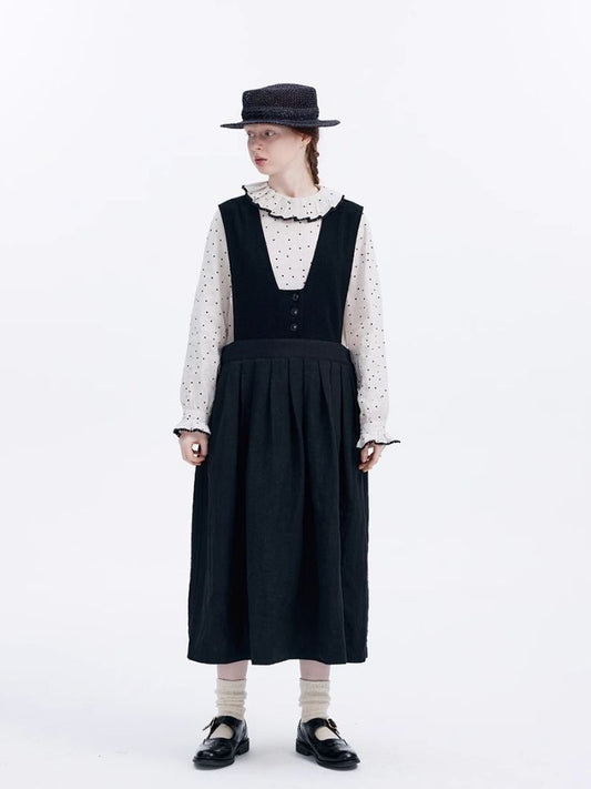 Corduroy Patchwork Linen Sleeveless Dress【s0000007947】