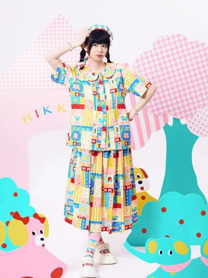 Original print cute Showa skirt【s0000002874】