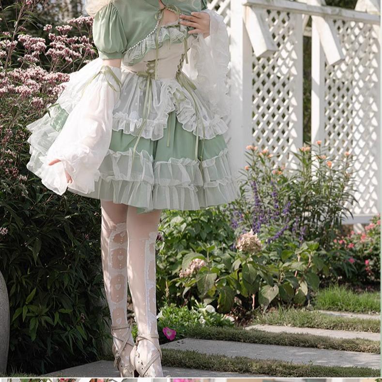 Daydream Whisper - Toting Basil - Plus Size Wedding Lolita Dress Green Bridal JSK